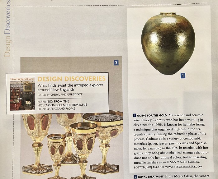 Cadmus Goldie glaze article in New England Home from Vessels Gallery