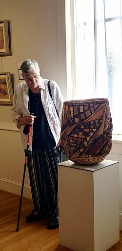 Shirley Cadmus with her 3D piece “Patterned Basket” 2nd place winner